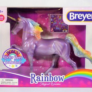 BREYER RAINBOW MAGICAL UNICORN SADDLEBRED CLASSIC PURPLE GLITTER FREEDOM SERIES